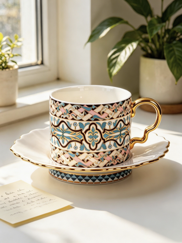 Aureate Violet Coffee Cup and Saucer Set