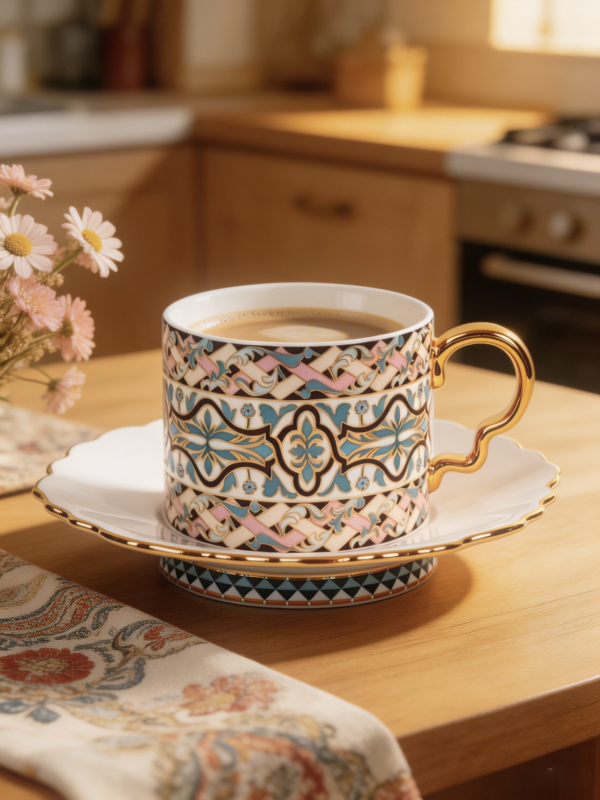 Aureate Violet Coffee Cup and Saucer Set