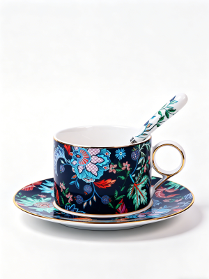 Clarence 3-piece Cup and Saucer Set (Blue Base)